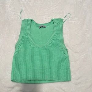 Zara knit/crochet green tank top